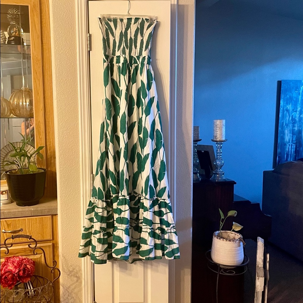 Beautiful long green and white dress